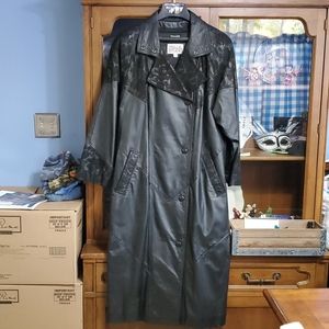 Women's full length leather coat